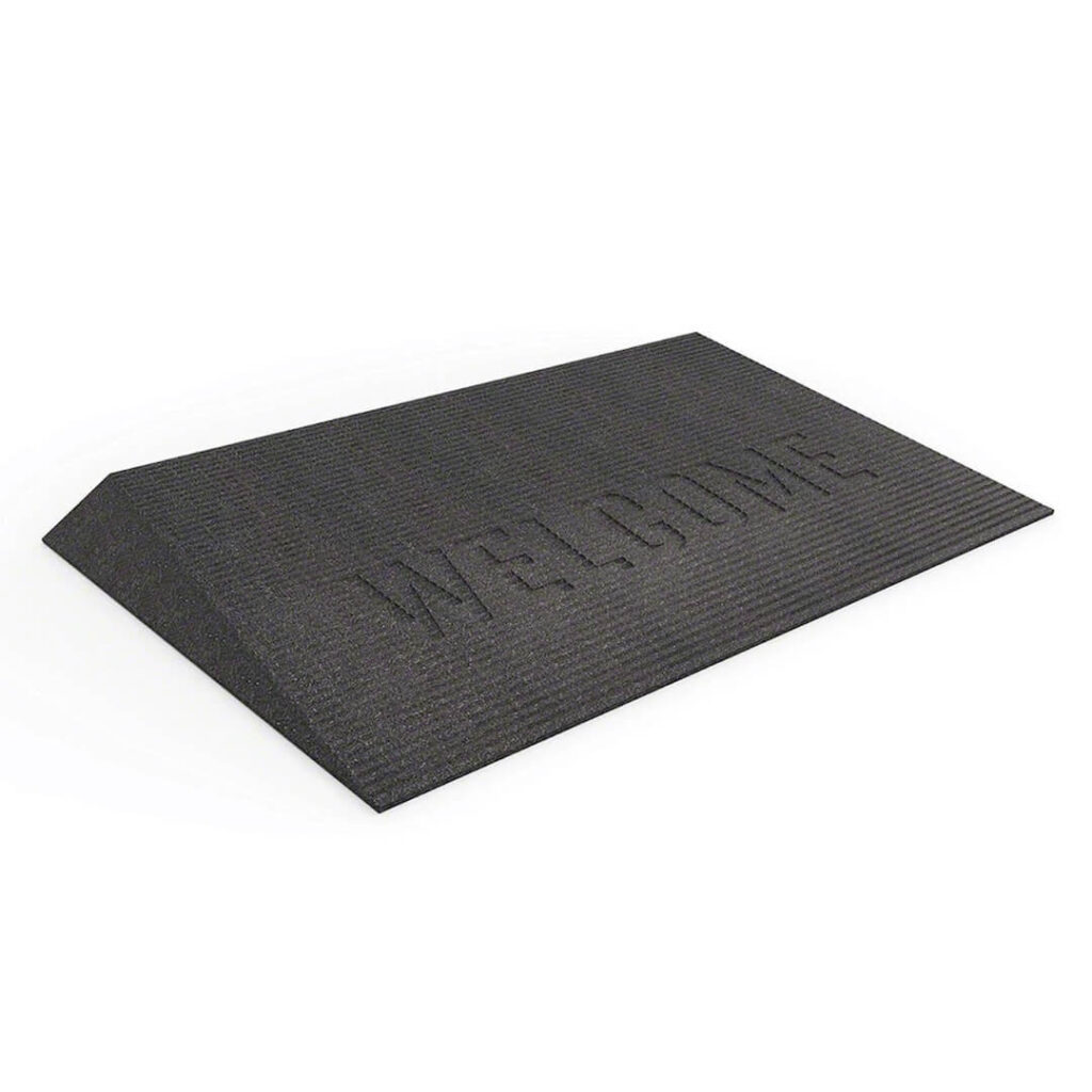 EZ Mat - Black rubber welcome mat with beveled edge for doorway access
