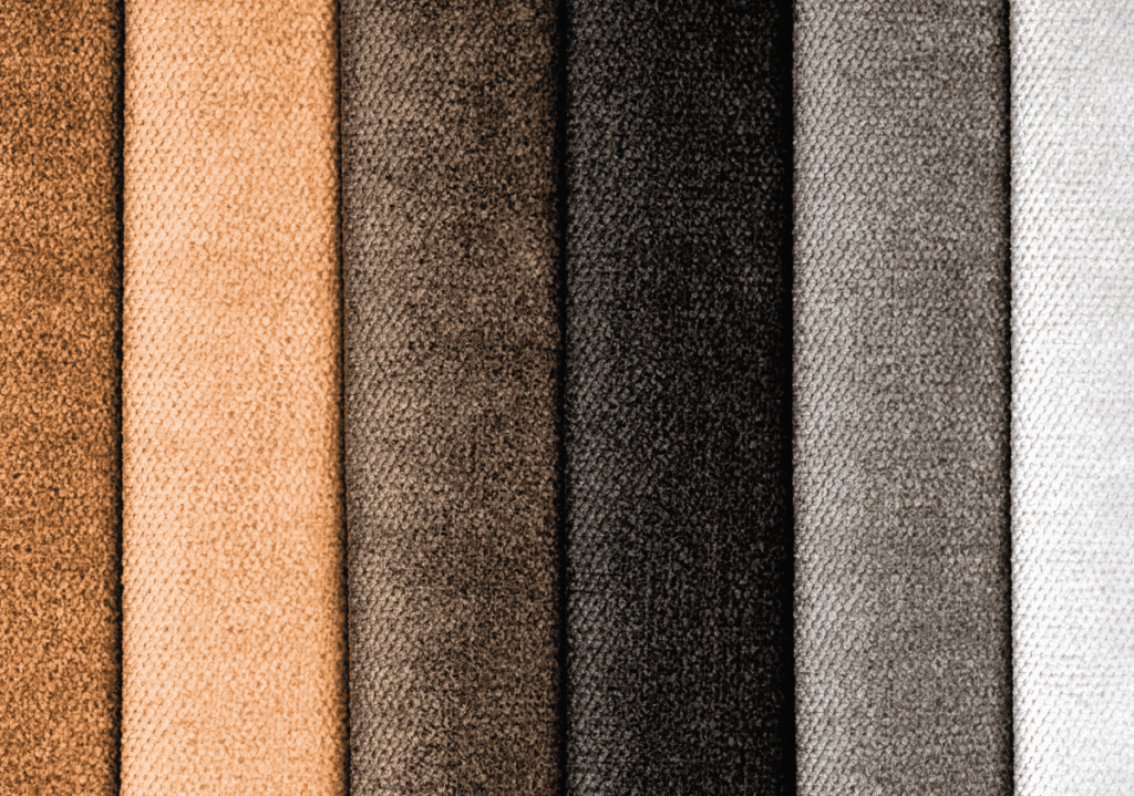 Fabric swatches in various colors for lift chair upholstery options