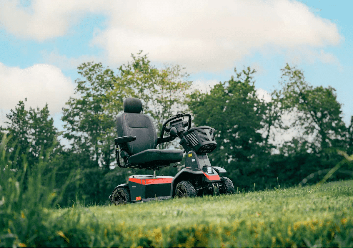 Mobility scooter outside on the grass - one example of the many mobility equipment options from Alpine Home Medical in UT & ID